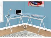 Computer Desk in White Metal with Tempered Glass