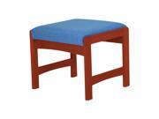 Upholstered Solid Wood Bench w Dark Red Mahogany Finish Leaf Blue