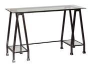 Metal and Glass A Frame Desk in Distressed Black