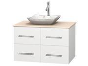 36 in. Bathroom Vanity in White with Ivory Countertop