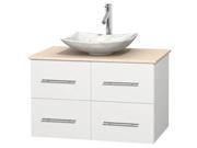 Contemporary Bathroom Vanity in White with Marble Countertop