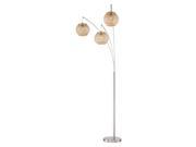 3 Light Arch Floor Lamp with Rattan Shade
