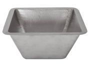 Square Copper Prep Sink in Electroless Nickel with Drain