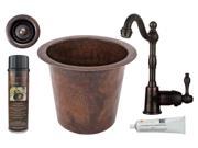 Hammered Copper Bathroom Prep Sink with Faucet and Accessories