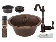 Traditional Hammered Copper Prep Sink with Faucet