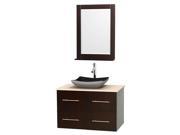 36 in. Bathroom Vanity in Espresso with Ivory Marble Countertop