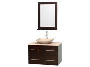 36 in. Vanity in Espresso with Marble Countertop and Sink