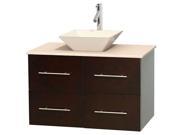 36 in. Bathroom Vanity in Espresso with Ivory Marble Countertop