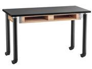 Adjustable Height Chem Res Table with Book Compartments 60 in. W x 30 in. D x 41 in. H 125.5 lbs.