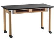 Chem Res Science Table with Book Compartments with Casters 72 in. W x 24 in. D x 41 in. H 95.5 lbs.