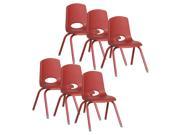 11 in. Stack Chair with Matching Legs in Red Set of 6