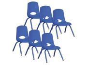 Stack Chair with Matching Legs in Blue Set of 6