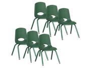 Stack Chair with Steel in Green Set of 6