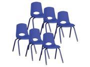 18 in. Stack Chair with Matching Legs in Blue Set of 6