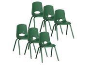 18 in. Stack Chair with Matching Legs in Green Set of 6