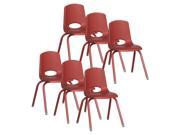 18 in. Stack Chair with Matching Legs in Red Set of 6