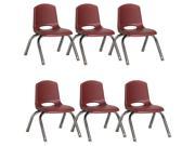 Stack Chair in Burgundy Set of 6