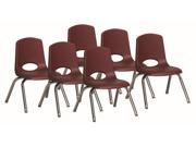 Stack Chair with Steel Legs in Burgundy Set of 6