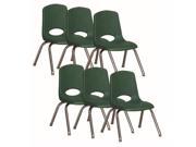 Stack Chair with Steel Legs in Green Set of 6