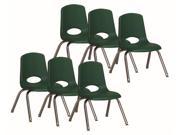 Stack Chair with Steel Legs in Hunter Green Set of 6