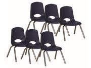 Stack Chair with Steel Legs in Navy Set of 6