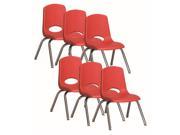 Stack Chair with Steel Legs in Red Set of 6