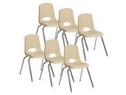 18 in. Stack Chair with Steel Legs in Sand Set of 6