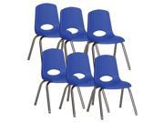 19 in. Stack Chair with Steel Legs in Blue Set of 6