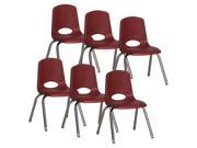 19 in. Stack Chair with Steel Legs in Burgundy Set of 6