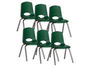 19 in. Stack Chair with Steel Legs in Green Set of 6