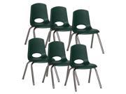 19 in. Stack Chair with Steel Legs in Hunter Green Set of 6