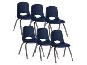 19 in. Stack Chair with Steel Legs in Navy Set of 6