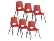 19 in. Stack Chair with Steel Legs in Red Set of 6