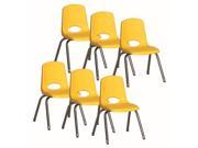 Stack Chair with Steel Legs in Yellow Set of 6