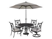 Athens 5 Pc Outdoor Mediterranean Dining Set with Umbrella