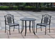 Wrought Iron Patio Bistro Set in Black Finish Antique Black