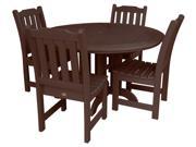 5 Pc Patio Round Dining Set in Weathered Acorn Finish