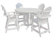 5 Pc Outdoor Round Counter Dining Set in White Finish