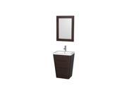 Wyndham Collection Caprice 24 inch Pedestal Bathroom Vanity in Espresso Acrylic Resin Countertop Integrated Sink and 24 inch Mirror