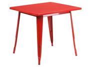 31.5 Square Red Metal Indoor Outdoor Table