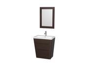 Wyndham Collection Caprice 30 inch Pedestal Bathroom Vanity in Espresso Acrylic Resin Countertop Integrated Sink and 24 inch Mirror