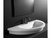 Wall Mounted Vessel Drop in Bathroom Sink in White 33.9 in. W x 16.9 in. D x 4.7 in. H 44 lbs.