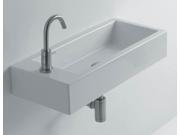 Ceramic Wall Mounted Bathroom Sink with Right Faucet