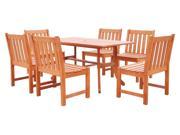 Malibu Eco friendly 7 Pc Outdoor Hardwood Rectangular Dining Set