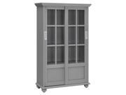 Bookcase with Sliding Glass Doors in Soft Gray Finish
