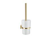 Toilet Brush in White Porcelain and Polished Brass