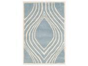 Contemporary Rectangular Area Rug in Blue and Ivory 3 ft. L x 2 ft. W 5.4 lbs.
