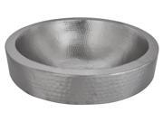Round Skirted Vessel Hammered Copper Sink in Electroless Nickel