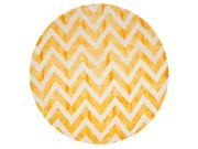 Round Area Rug in Ivory and Gold
