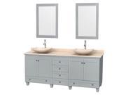 3 Pc Wooden Double Bathroom Vanity Set in Oyster Gray Finish